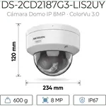 [Nexus:syscom] 2 - [Dual Light + ColorVu 3.0 + HikAI] Domo IP 8 Megapixel / Lente 2.8 mm / 30 mts IR + Luz Blanca / 2 Microfonos Integrados / Exterior IP67 / WDR 130 dB / ACUSENSE 3.0 / Metal / NEMA 4X / ACUSEEK DS-2CD2187G3-LIS2UY imagen 2