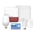 [Nexus:syscom] 1 - (AX PRO) KIT de Alarma AX PRO con GSM (3G/4G), Wi-Fi y Ethernet / Incluye: 1 Hub  con batería de respaldo / 2 Sensores PIR / 3 Contactos Magnéticos Slim / 1 Control Remoto / 1 Sirena Roja Inalambrica Exterior DS-PWA48-KSDV2(R) imagen 1