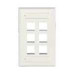 [Nexus:syscom] 1 - Placa de Pared Vertical, Salida Para 6 Puertos Keystone, Con Espacios Para Etiquetas, Color Blanco Mate NK6FIWY imagen 1