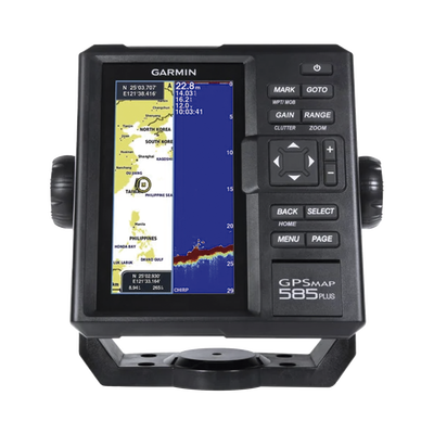Plotter de Navegación GPSMAP 585 Plus / Pantalla 6" WVGA / Sonar CHIRP 600W / ClearVü Scanning Sonar / Compatible GPS-GLONASS-BeiDou / Quickdraw Contours / 2 Ranuras SD / IPX7 / Multiidioma