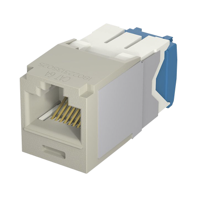 Conector Jack RJ45 Estilo TG, Mini-Com, Categoría 6A, de 8 Posiciones y 8 Cables, Color Gris