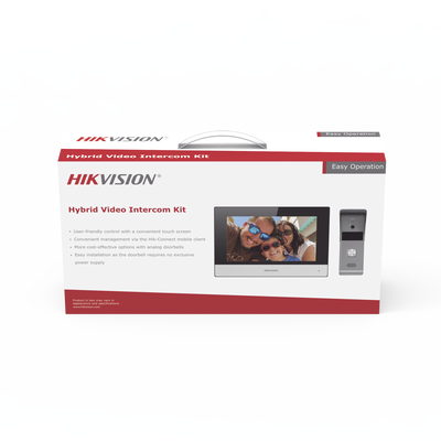Kit de Videoportero Analógico de Metal / IP a 4 Hilos con Función de Llamada a App Hik-Connect / Monitor se Conecta a Internet por Cable o WiFi y por 4 Hilos al Frente de Calle  IP65 / Expandible a Mas Equipos 