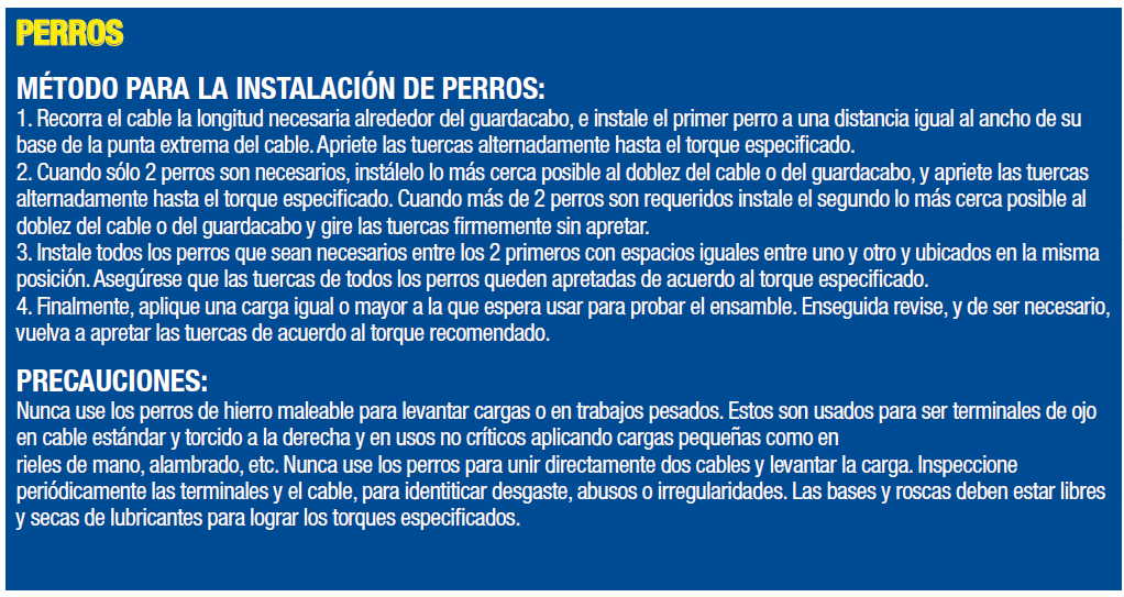 Instalación de nudos de sujeción