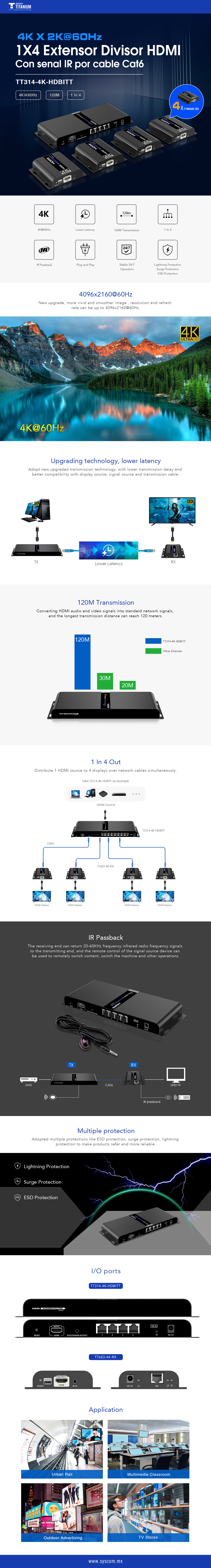 Kit Divisor y Extensor HDMI EPCOM TITANIUM TT3144KHDBITT