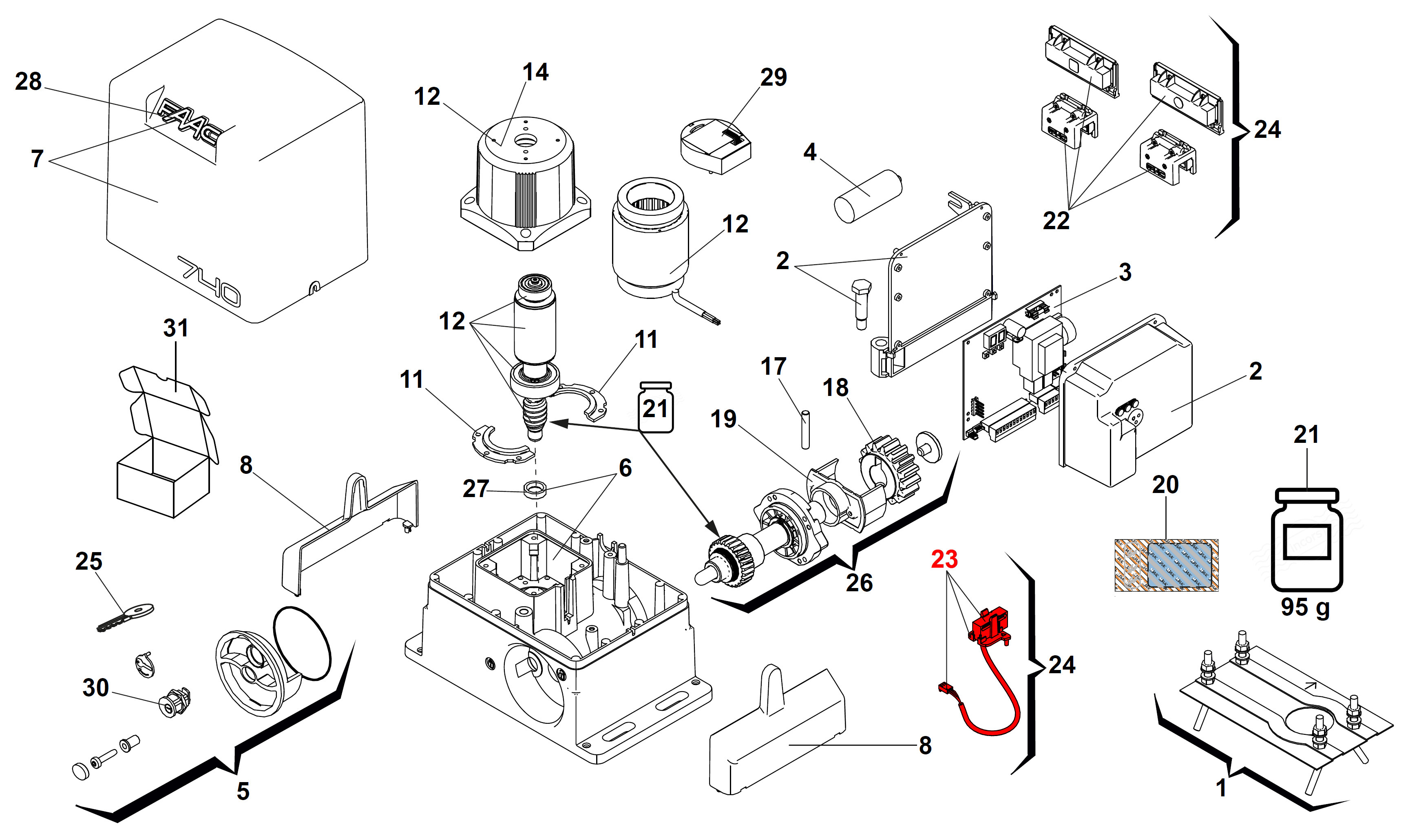 Sensor de límite magnético para operadores FAAC 740/741