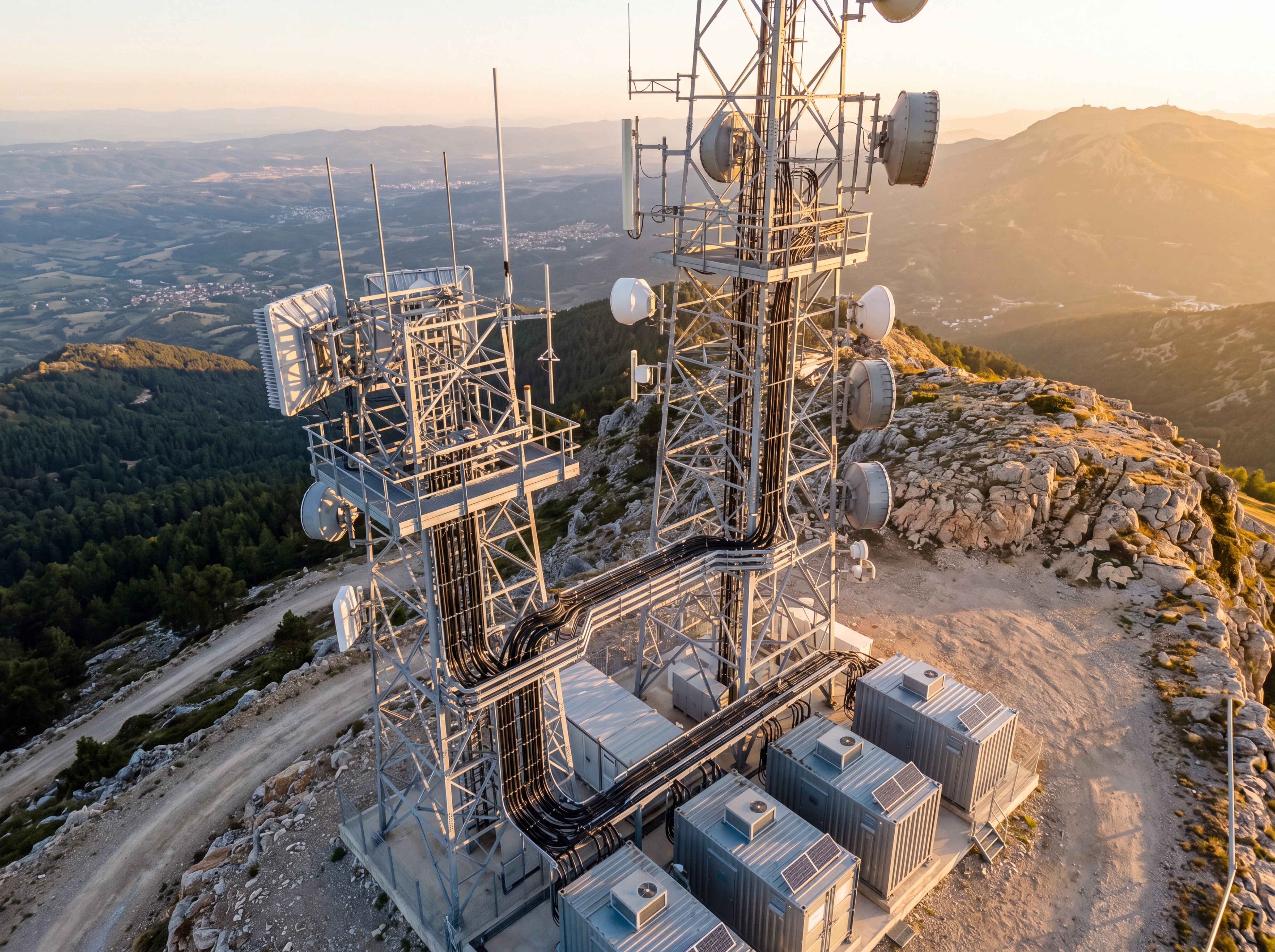 Torre de radiocomunicaci&oacute;n en monta&ntilde;a