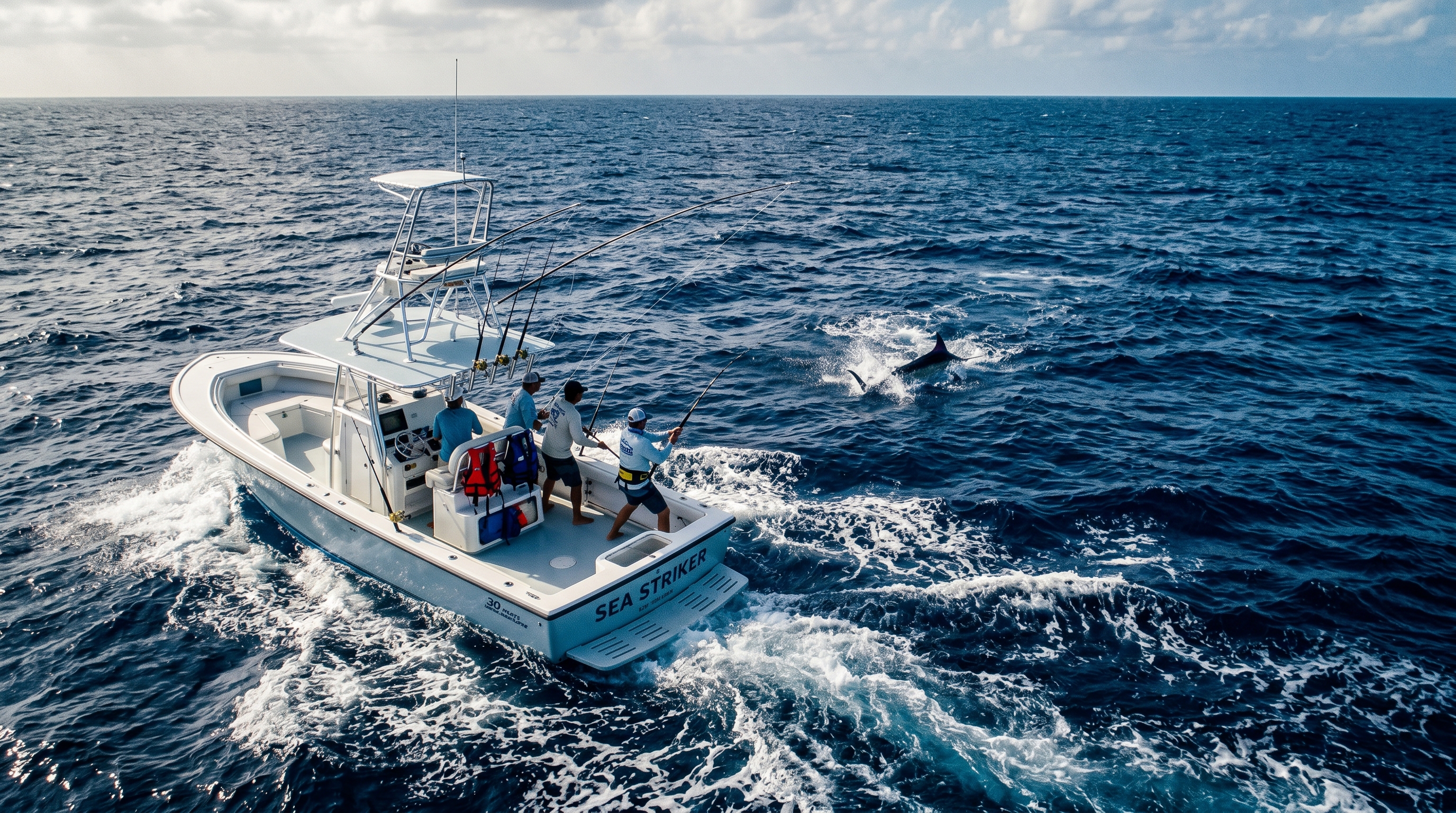 Lancha de pesca deportiva en alta mar