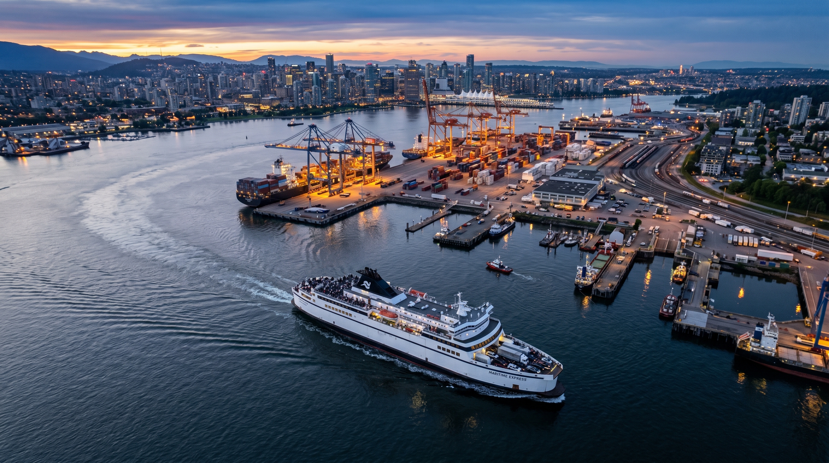 Ferry comercial en puerto