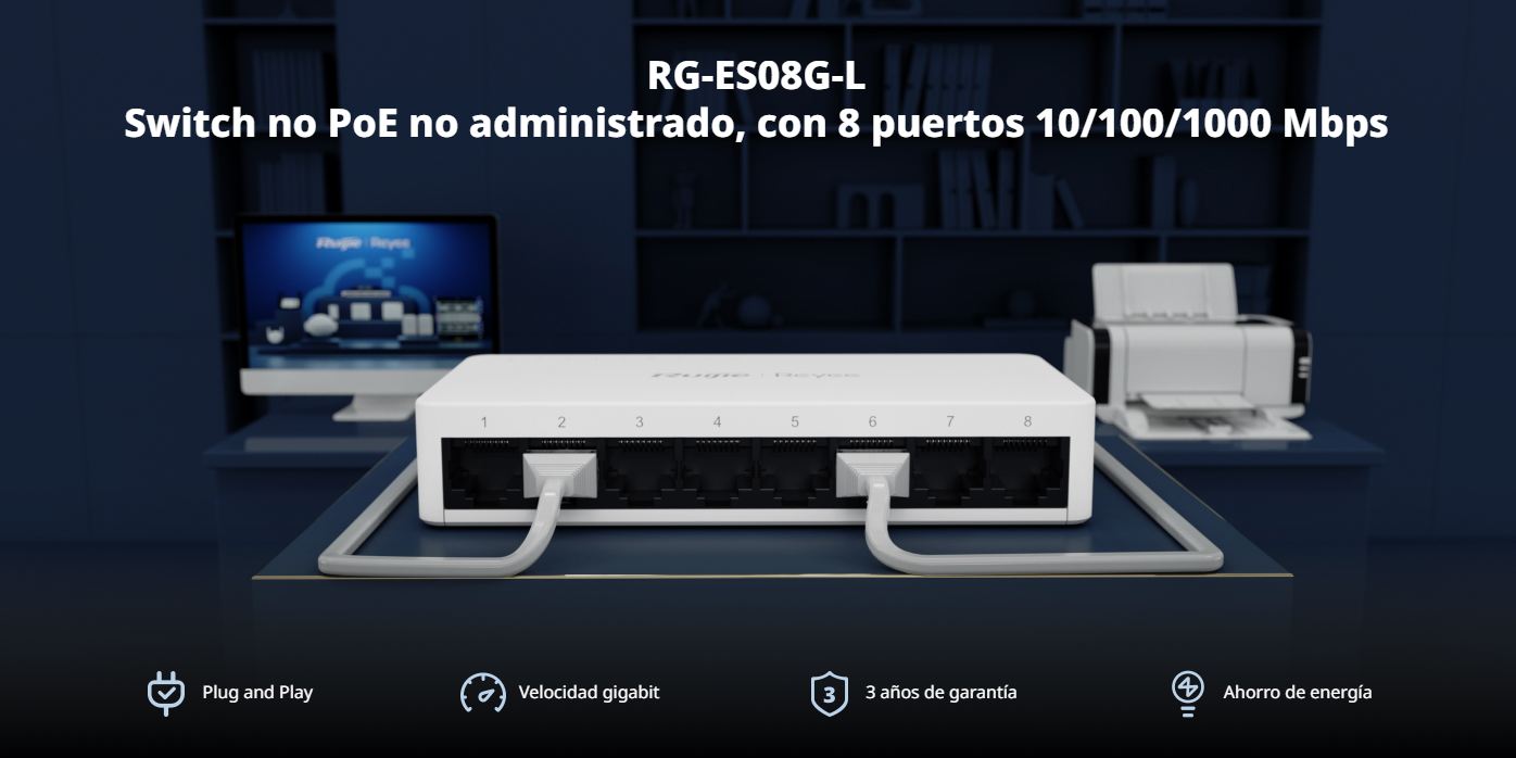Switch RG-ES08GL - Vista frontal