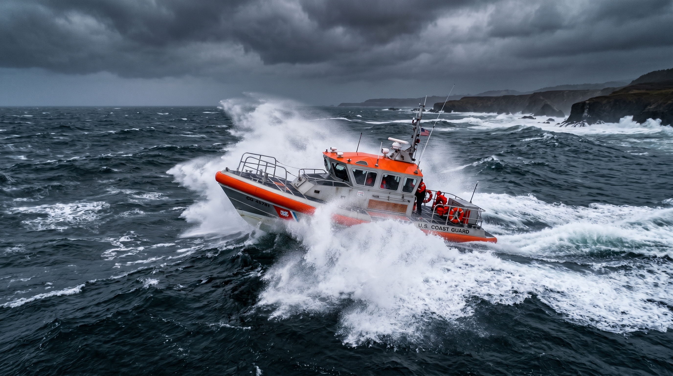 Lancha de rescate costero con equipo Ritchie