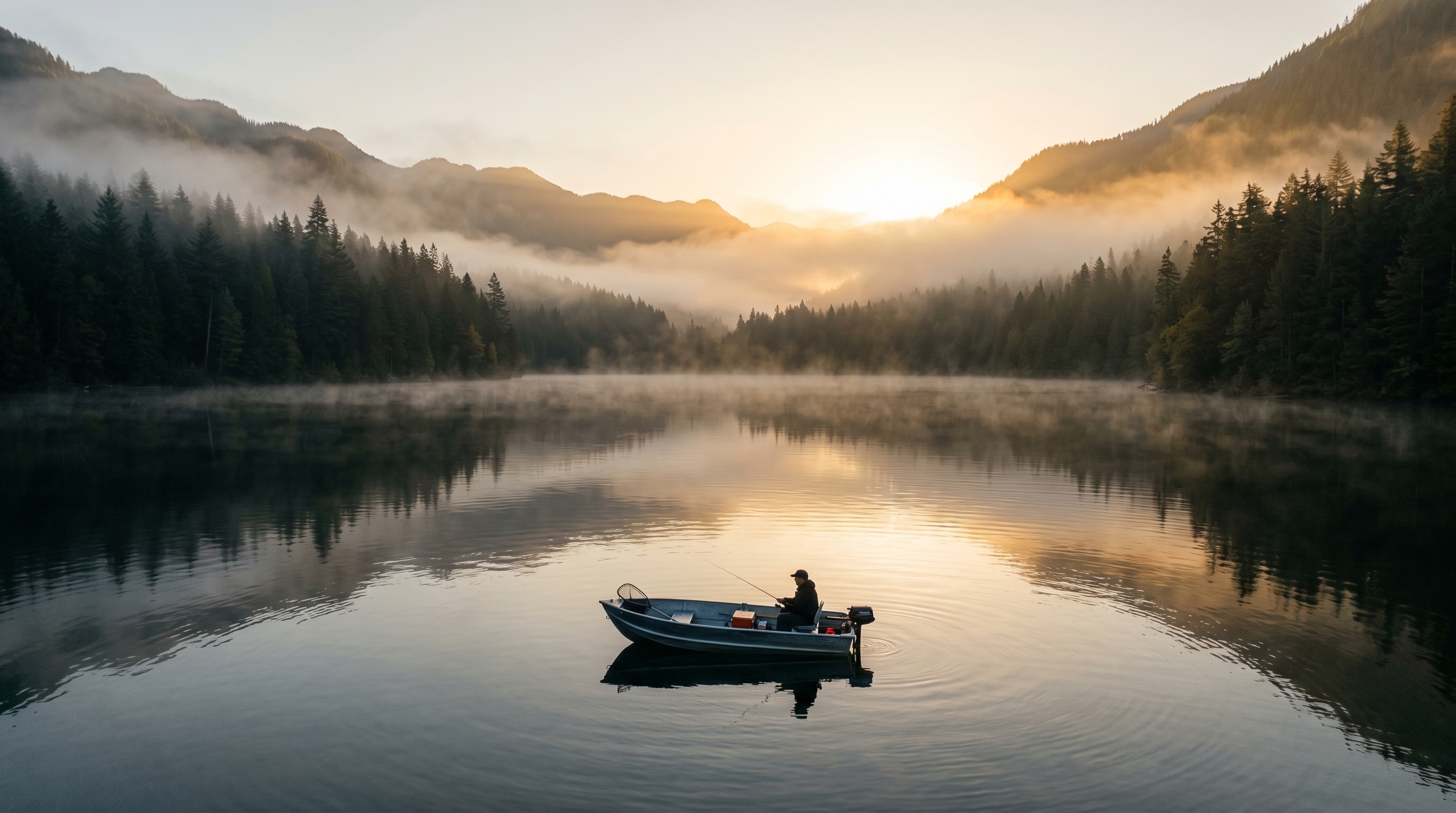 Bote de pesca en río con equipo Ritchie