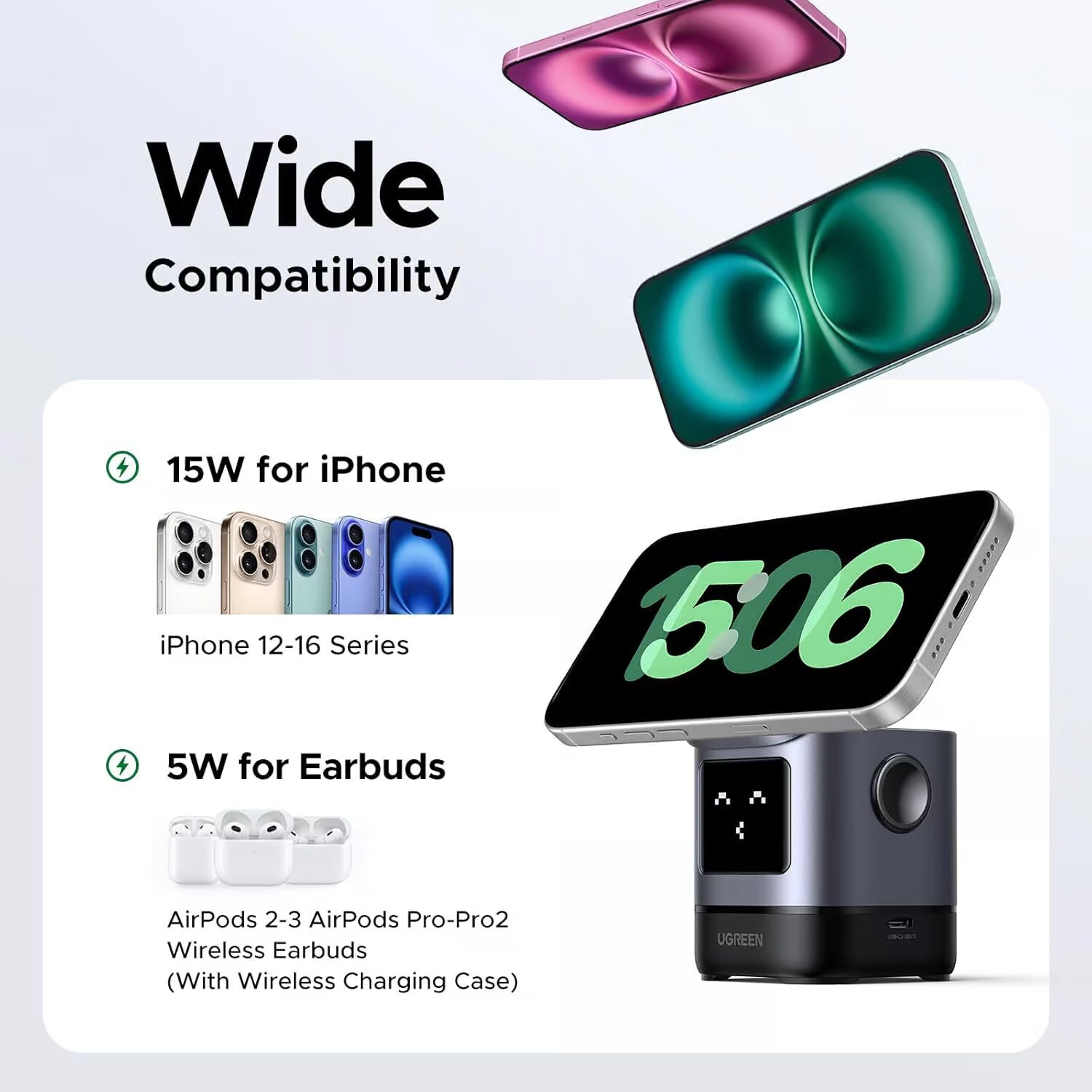 Carga Rápida 15W Certificada Qi2