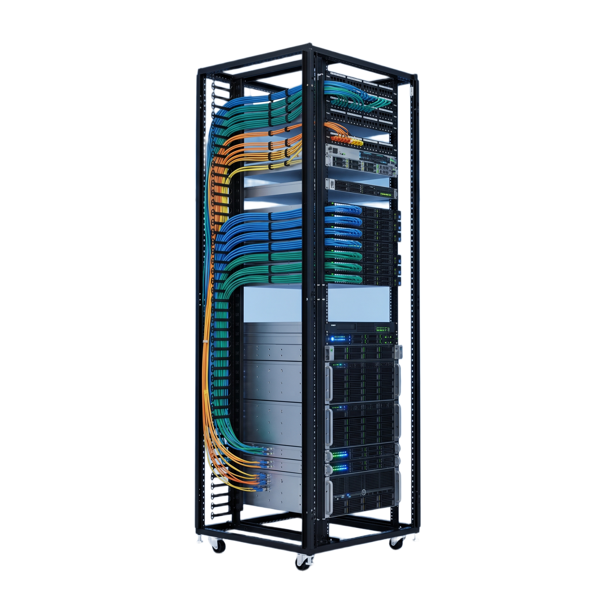 Organizador vertical instalado en rack