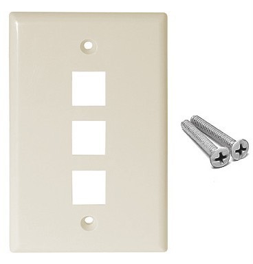 Placa de pared de 3 puertos Keystone color blanco