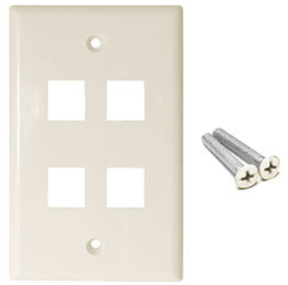 Placa de pared de 4 puertos, Keystone, Color Blanco