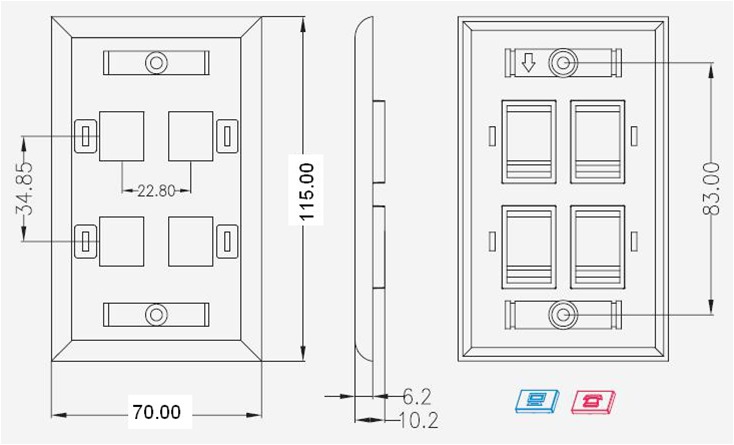 Placa de pared de 4 puertos LPFP24