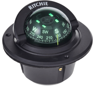 Brújula de Navegación Marítima Ritchie F-50 / Montaje Flush / Dial 2 3/4" (70 mm) / Iluminación Nocturna Verde / DirectiveForce Magnets / Construcción Compuesta Alta Temperatura / 100% Reparable