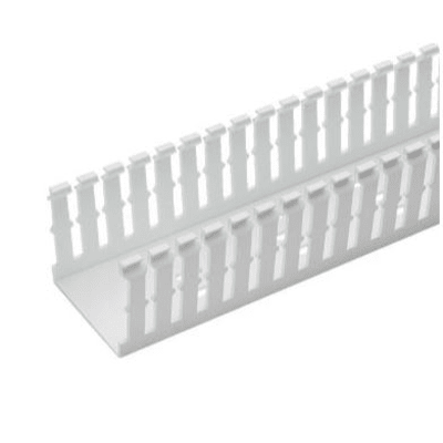 Canaleta Ranurada Angosta de PVC Sin tapa, Tipo F, 32 mm de Ancho, 79.4 mm de Alto y 1.8 m de Largo, Color Blanco