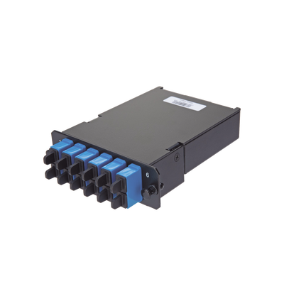 Placa Acopladora de Fibra Óptica FAP, Con 12 Pigtails y 6 Conectores LC Duplex (12 Fibras), Para Fibra Monomodo OS1/OS2, Color Azul