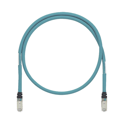 Patch Cord Cat6A de Grado Industrial 600V, Blindado SF/UTP, Calibre 26 AWG, Color Aqua, 15 Metros (49.21 Pies)