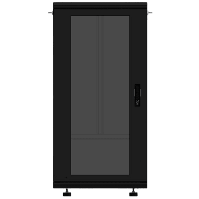 Gabinete Rackeable 19 Pulgadas / 24 Unidades / Piso / Puerta de Cristal / Acero Calibres 16-18-20 / Capacidad 750 Kg / Dimensiones 600x605x1190 mm (23.6x23.8x46.9 in) / Ventilación 120 mm, Niveladores Incluidos