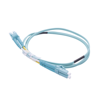 Jumper de Fibra Óptica Multimodo OM4 50/125 LC-LC OFNR (Riser), 2.0 mm, Dúplex, Aqua, 1 metro (3.28 pies)