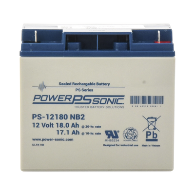 Batería 12V, 18AH, Para Respaldo, Tecnologías AGM/VRLA, Diseño De Vida Útil 5 Años, Terminales Tipo NB2, Listada UL, Libre De Mantenimiento