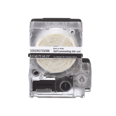 Casete de 200 Etiquetas Autolaminadas de 25.4 x 38.1 mm (1 x 1.5 Pulgadas), para Cables de 3.1 a 7 mm (0.12 a 0.28 Pulgadas) de Diámetro, Área de Impresión Color Blanco