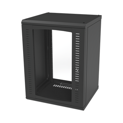 Gabinete para Montaje en Pared, Puerta de Cristal Templado, Cuerpo Fijo con Rack 19" de 16 Unidades