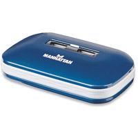 Hub Usb,manhattan,161039, V2.0 7 Ptos Azul Con Fuente Manhattan