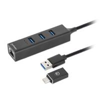 Adaptador De Red,manhattan,180894, GB USB A/c +hub 3 Ptos V3.0