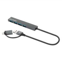 Hub/manhattan/181006/ Hub De 4 Puertos Usb-a 3.2 Gen 1 Con Conector Adaptable De Usb-a A Usb-c Manhattan