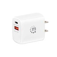 Cargador Pared,manhattan,406291, 20w, Usb-c Pd 20w Y Usb-a Qc 18w Manhattan