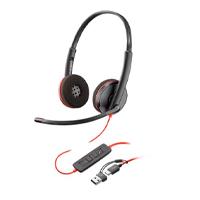 Diadema Hp Poly 8x228a6 Blackwire C3220 | Alambrica Binaural | Usb-a Usb-c | Reduccion De Ruido Con Microfono | Control En El Cable | Color Negro Con Naranja Poly