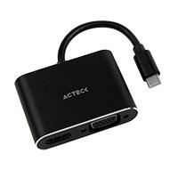 Adaptador Acteck Shift Plus Av420 / USB C - HDMI VGA / 4k / 10 Cm / Negro / Ac-934657 Acteck
