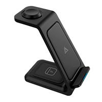 Cargador De Escritorio Acteck Energon S-mate Ci720 / Inalambrico / Iphone - Samsung - Carga Qi / 3w - 15w / Para 3 Dispositivos / Conexion USB C / Negro / Ac-937153 Acteck