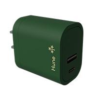 Cargador De Pared Hune Huron Sustentable 2 Puertos (usb A + Tipo C) Carga Simultanea (bosque) Hune