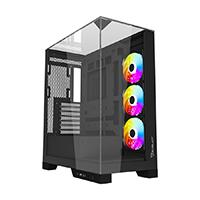 Gabinete Ocelot Gaming Glass Hunter 3 / Mid Tower /atx, M-atx, Itx Listo Para MB Btf / Panel Lateral, Frontal Y Superior De Cristal Templado/ Incluye 3 Ventiladores / Enfriamiento Liquido Hasta 3600mm / GPU Hasta 400mm / Color Negro/usb Tipo C Ocelot gaming