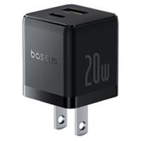 Cargador De Pared 2 Puertos Baseus, Carga Rpida, 1 Tipo C1 Usb-a 20w, Color Negro Baseus