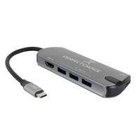 Adaptador Hub Conector USB Tipo C Con 3 Puertos USB A Hembra / 1 HDMI Perfect Choice - Gris Perfect choice