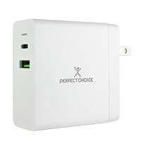 Adaptador Cargador De Corriente De 65w Puertos Usb-a/usb-c Perfect Choice - Blanco Perfect choice