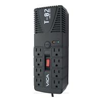 Regulador Electronico De Voltaje Vica T-02 1200va / 700w, 8 Tomas Nema 5-15r Reguladas Y Con Supresor De Picos, Puerto Rj11, 5 Años De Garantia Vica