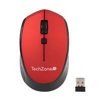 Mouse - Techzone - Tz19mou01-inar - Optico - Inalambrico - Bateria Aa - 1600 Dpis Ergonomico Rojo Tech zone accesorios